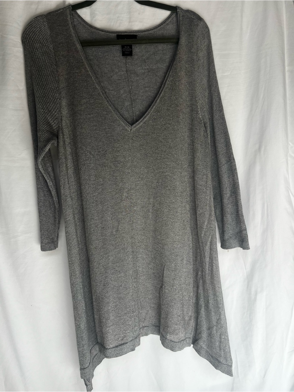 Lane Bryant Gray V-Neck Long Sleeve Tunic
